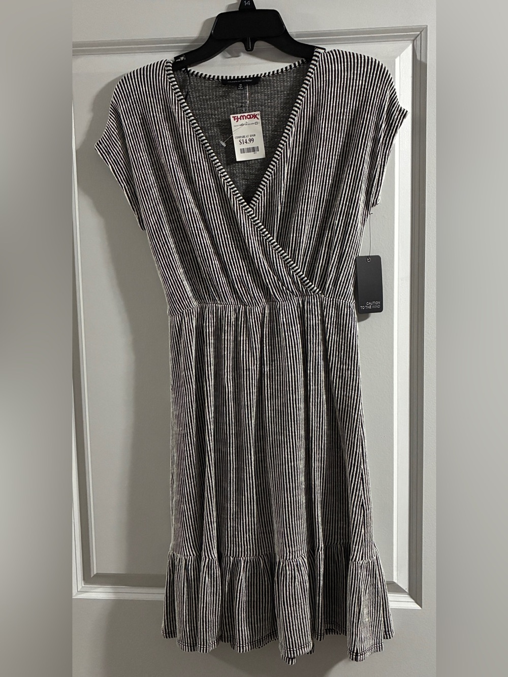 Striped Wrap-Style Black & White Dress